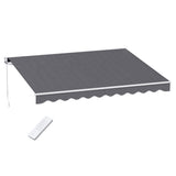 Instahut Retractable Folding Arm Awning Motorised Sunshade 3.5M X 3M Grey