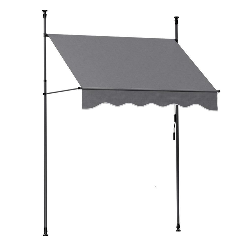 Instahut Window Fixed Pivot Arm Awning Outdoor Door Canopy 2X1.8M Grey