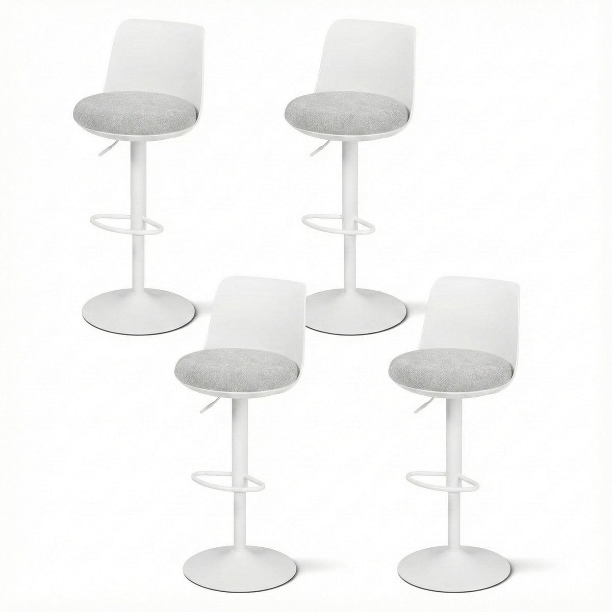 Artiss 4x Bar Stools Kitchen Swivel Gas Lift Counter Dining Chair Curved White