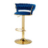 Artiss 2x Bar Stools Gas Lift Velvet Woven Backrest Navy