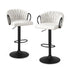 Artiss Bar Stool x2 Kitchen Dining Chair Counter Gaslift Woven Velvet Ivory