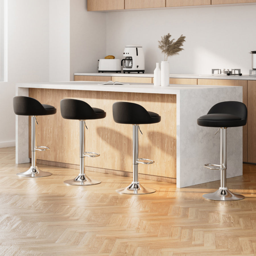 Artiss 4x Bar Stools PU Leather Gas Lift Black