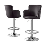 Artiss 2x Leather Bar Stools Swivel Adjustable Gas Lift PU Counter Chairs Brown