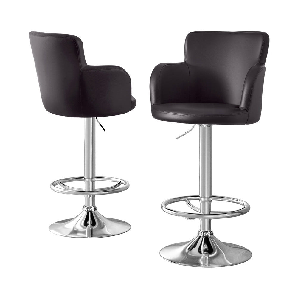 Artiss 2x Leather Bar Stools Swivel Adjustable Gas Lift PU Counter Chairs Brown