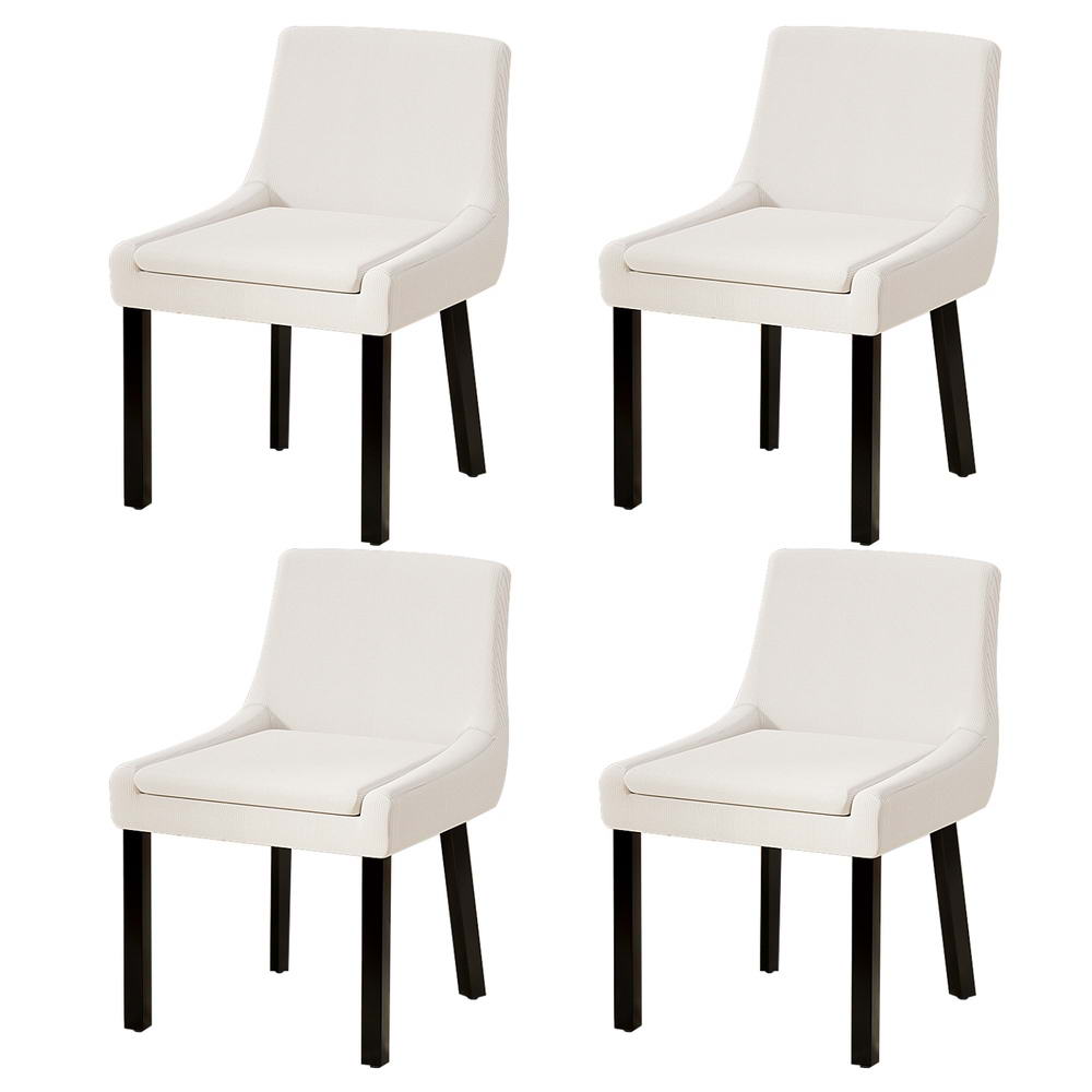 Artiss Dining Chairs Set of 4 Corduroy Wooden Beige