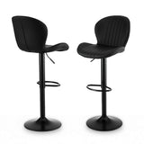 Artiss 2x Bar Stools Kitchen Swivel Gas Lift Counter Chair Shell Leather Black