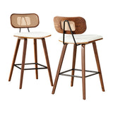 2x Artiss Bar Stools Kitchen Counter Rattan Chairs PU Leather Padding