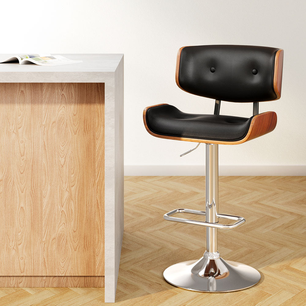 Artiss Bar Stools Gas Lift Leather Black