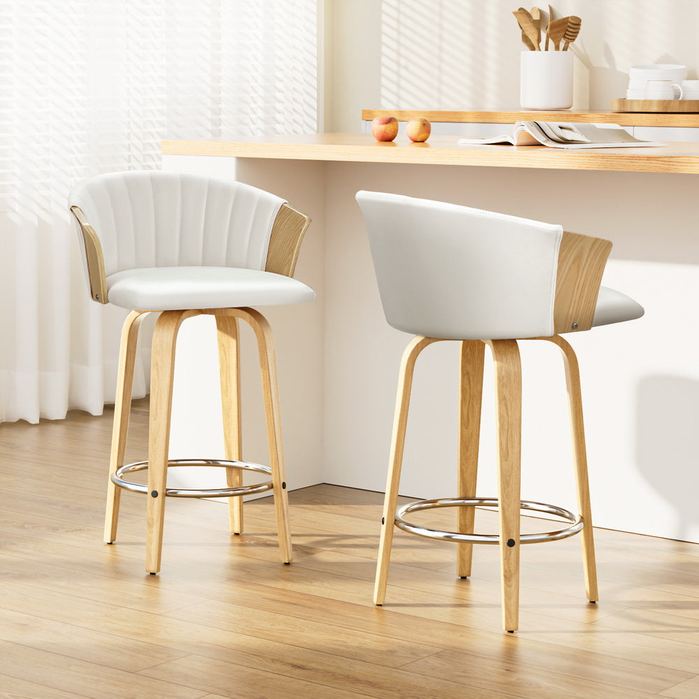 Artiss Bar Stools Kitchen Leather Barstools Swivel Counter Chairs x2