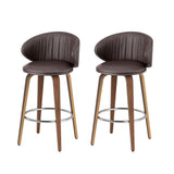2x Artiss Bar Stools Dining Chairs Contoured Leather Wood Stool