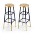 Artiss 2x Bar Stools Metal Gold Navy