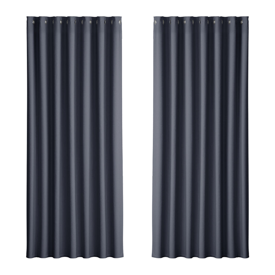 Artiss 2X Blockout Curtains Eyelet 240x230cm Charcoal