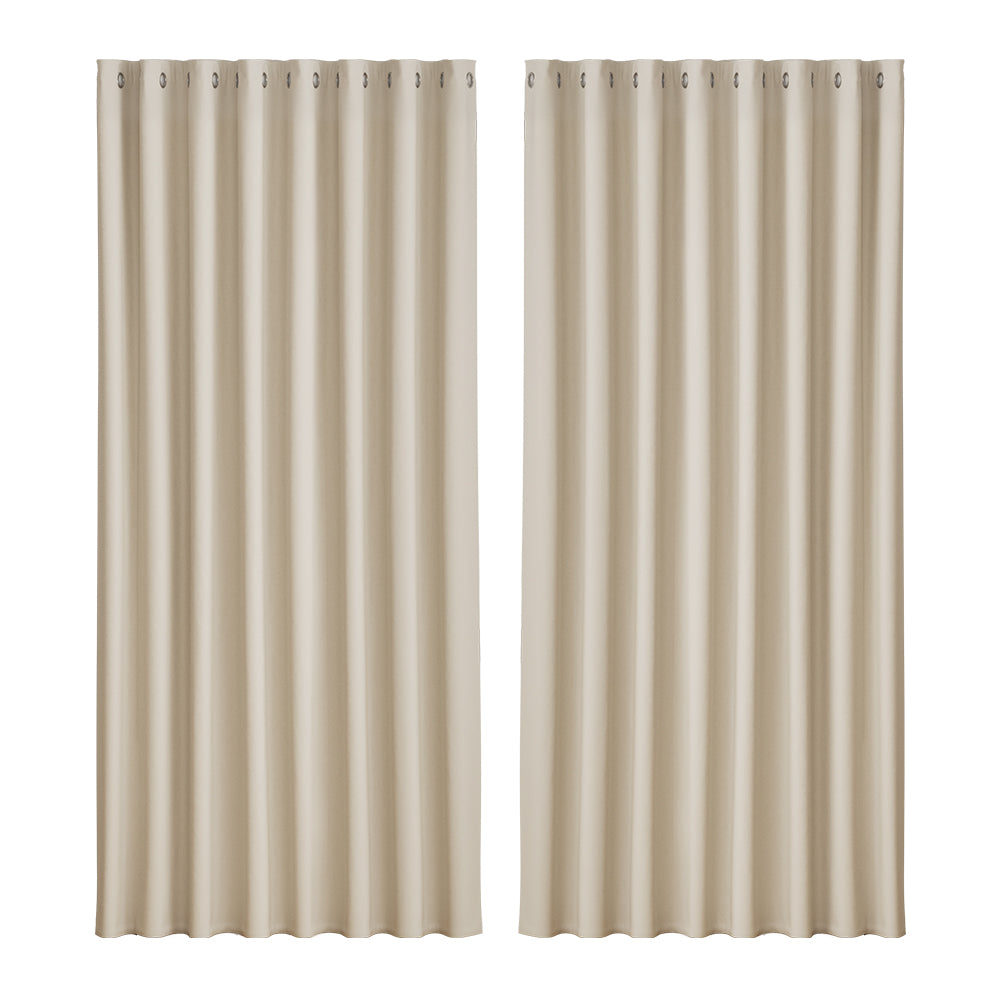 Artiss 2X Blockout Curtains Eyelet 300x230cm Beige