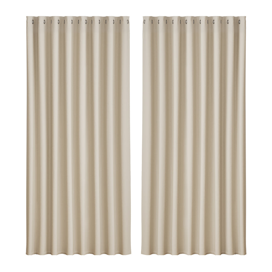 Artiss 2X Blockout Curtains Eyelet 300x230cm Beige