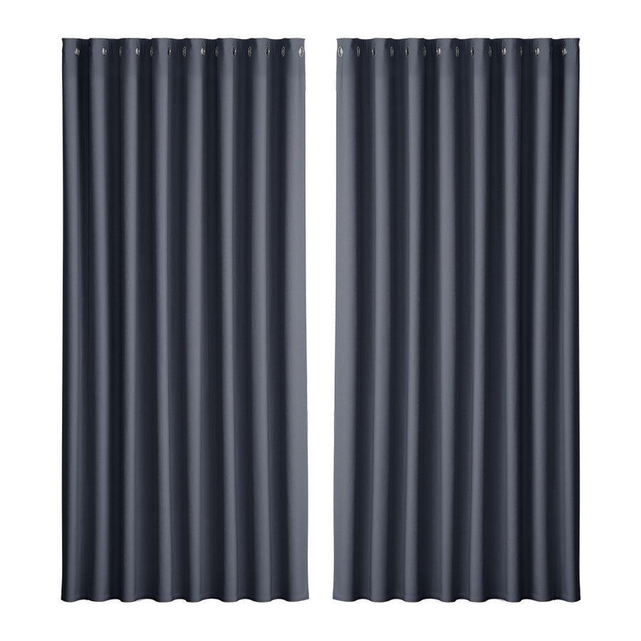 Artiss 2X Blockout Curtains Eyelet 300x230cm Charcoal