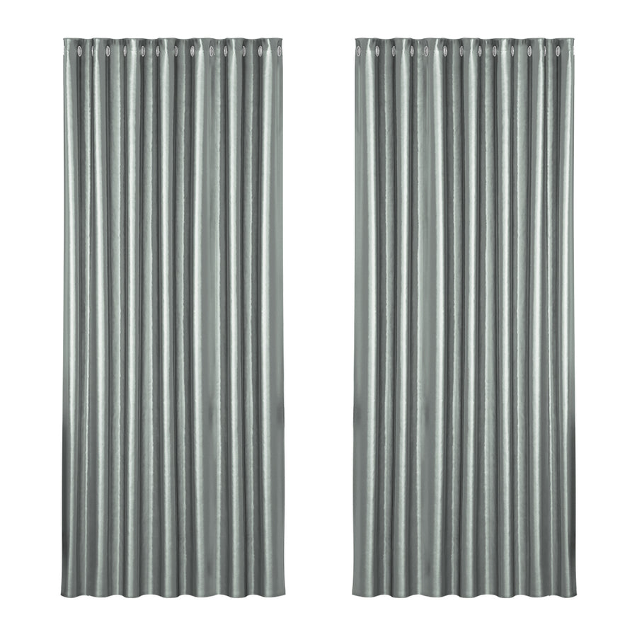 Artiss 2X Blockout Curtains Eyelet 240x230cm Grey Shine
