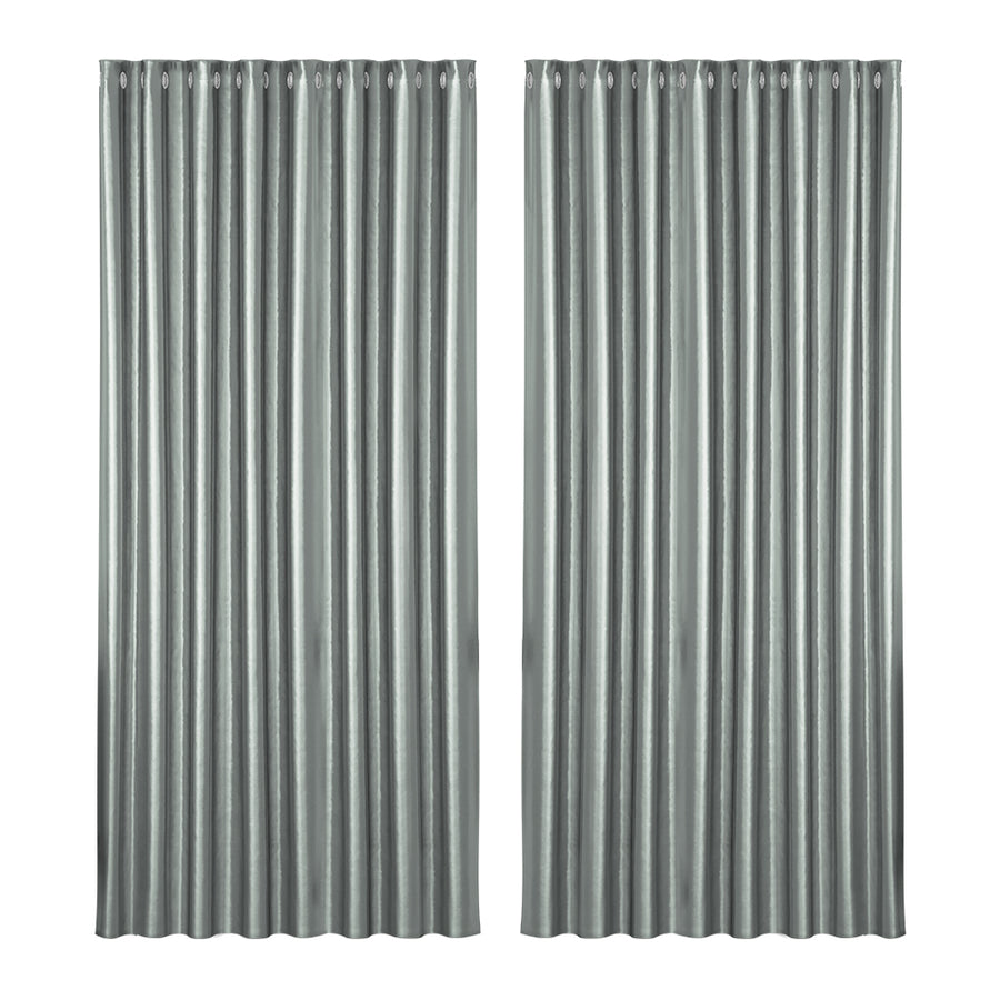 Artiss 2X Blockout Curtains Eyelet 300x230cm Grey Shine