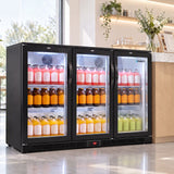 Devanti 320L Commercial Bar Fridge 3-Door Beverage Cooler Glass Display Black