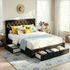 Artiss Double Bed Frame Storage Charging Station Upholstered 3 Drawers USB Type-C