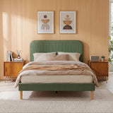 Artiss Double Bed Frame, Green Fabric, Padded Headboard, 300kg Capacity
