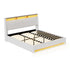 Artiss Bed Frame Gas Lift LED Beds Base Platform White PVC Leather Storage Headboard - King