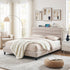 Artiss Queen Bed Frame with Storage Adjustable Headboard Platform Base Linen Fabric Charging Ports