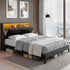 Artiss Queen Bed Frame LED Storage Headboard with Charging Station Black