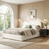 Artiss Double Bed Frame and Bedside Table Set Boucle Beige with Headboard Black Nightstand