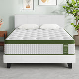 Artiss BedStory Queen Bed Frame Set with Hybrid Mattress and Leather Frame Medium White