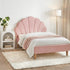 Artiss Bed Frame King Single with Bedside Table Set Scallop Headboard Pink Velvet Fabric Beds Base