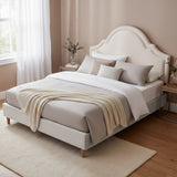 Artiss Queen Bed Frame with Storage Scalloped Velvet Headboard Wooden Platform Base