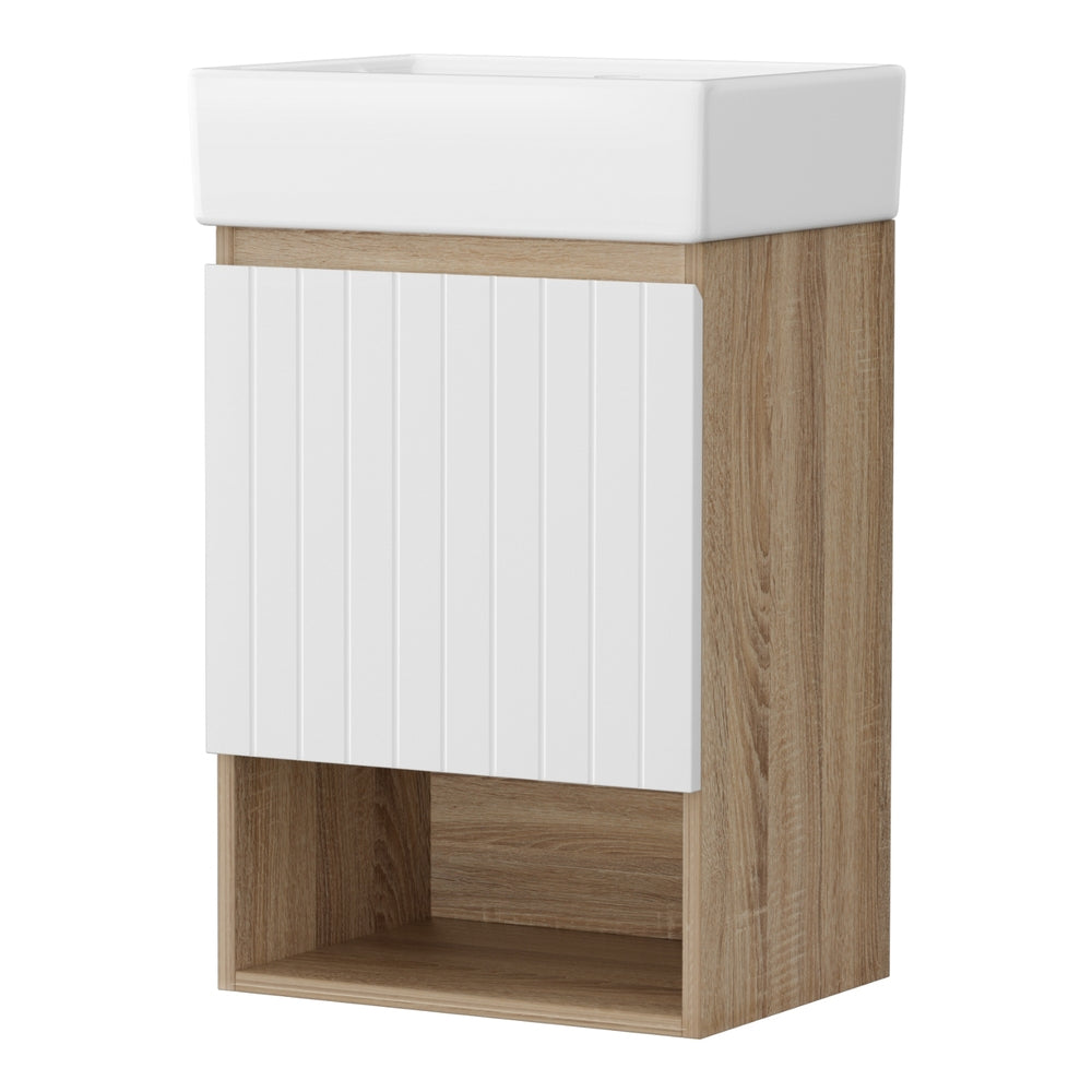 Cefito Vanity Unit 445mm Basin Bathroom Cabinet Storage Wall Hung Sink White