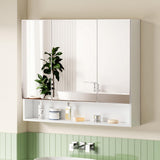 Cefito Bathroom Mirror Cabinet Medicine Adjustable Shelves Wall Hung 900x750mm White