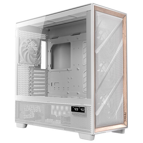 Antec Flux Pro EUV - White, Full Tower, E-ATX/ATX/Micro-ATX/ITX, Tempered Glass, Wood Front, USB-C, 6Ã— PWM Fans, 2Yr Wty