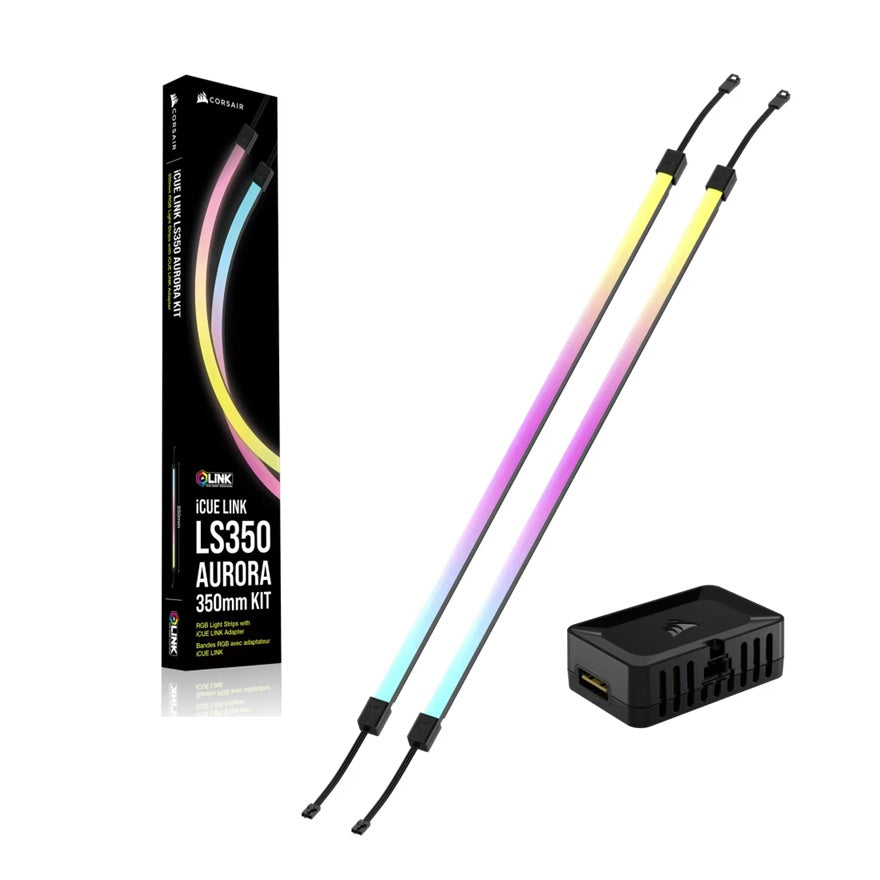 Corsair iCUE LINK LS350 Aurora RGB Light Strips - 350mm Kitâ€“ 350Ã—10Ã—10mm, magnetic mount, black, addressable LEDs
