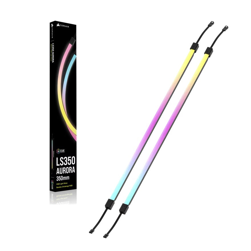 Corsair LS350 Aurora RGB Light Strips - 350mm â€“ 350Ã—10Ã—10mm, black, magnetic mount, addressable LEDs, iCUE compatible, flexible