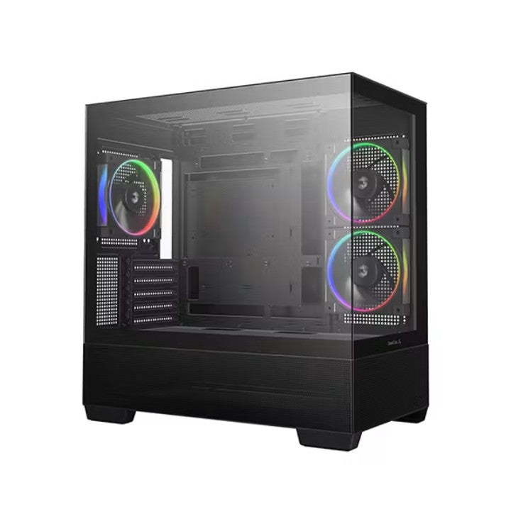 DeepCool CG380 3F Panoramic Dual Tempered Glass Micro ATX Case, 3 Pre-installed PWM ARGB Fans 1Ã—USB-C Gen2, 2Ã—USB 3.0, Audio/Mic