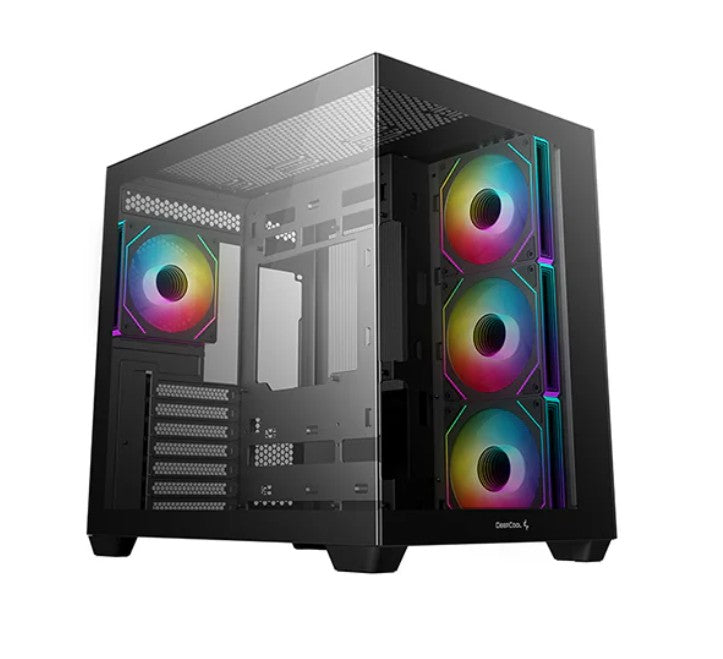 DeepCool CG530 4F ATX Case, Tempered Glass, 4 Pre-Instaled Fans, USB3.0Ã—2ã€Gen2 Type-C x1ã€Audio/MicÃ—1, Cable,  Supports Rear Connector