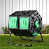 Gardeon Compost Bin Dual-Chamber 130L Composter Tumbler Rotating Garden Recycle Food Waste