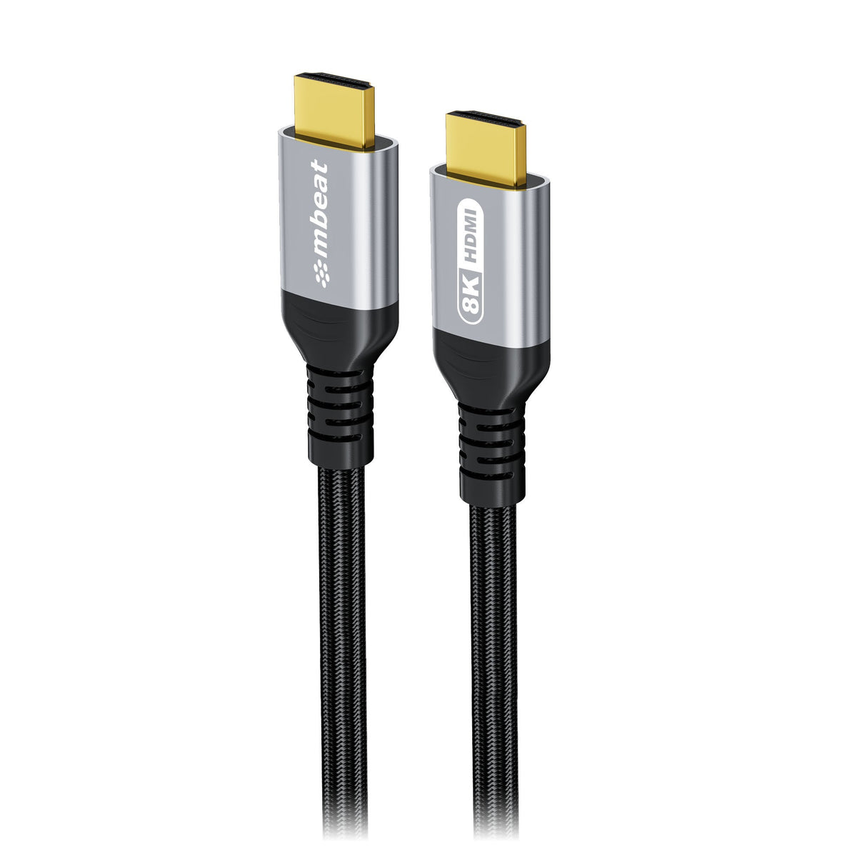 mbeatÂ® Tough Link 1.5m Certified 8K HDMI Cable - Space Grey  HDMI 2.1 (male) to HDMI 2.1 (male) 50cm Ã— 2.02cm Ã— 1.13cm