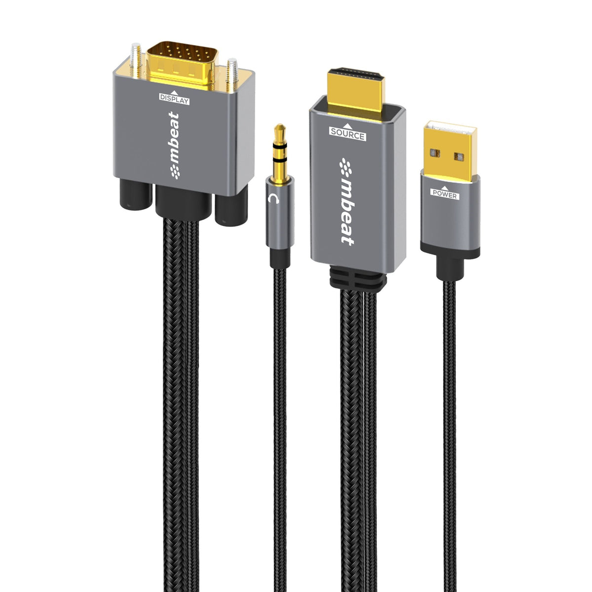 (LS) mbeatÂ® Tough Link 1.8m HDMI to VGA Cable with USB Power & 3.5mm Audio Up to 1080p@60Hz (1920Ã—1080) HDMI (Male)Ã—1; USB-A (Connect to Power)Ã—1
