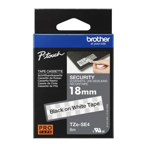 Brother 18mm Black on White Security TZE Tape