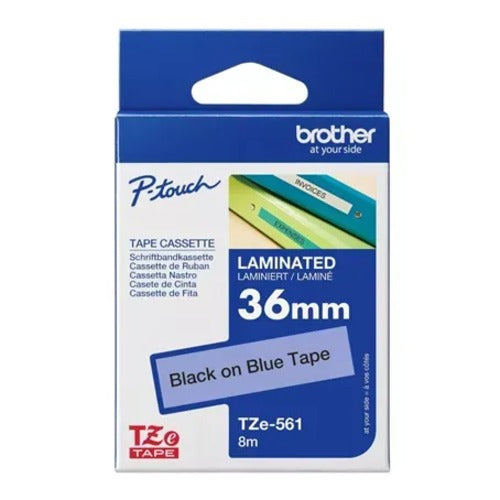 Brother TZE-561 - 36MM BLACK ON BLUE TZ TAPE