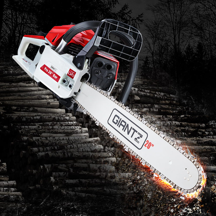 Giantz Chainsaw Petrol 52CC 20" Bar Commercial E-Start Pruning Chain Saw White,Giantz Chainsaw Petrol 52CC 20" Bar Comme