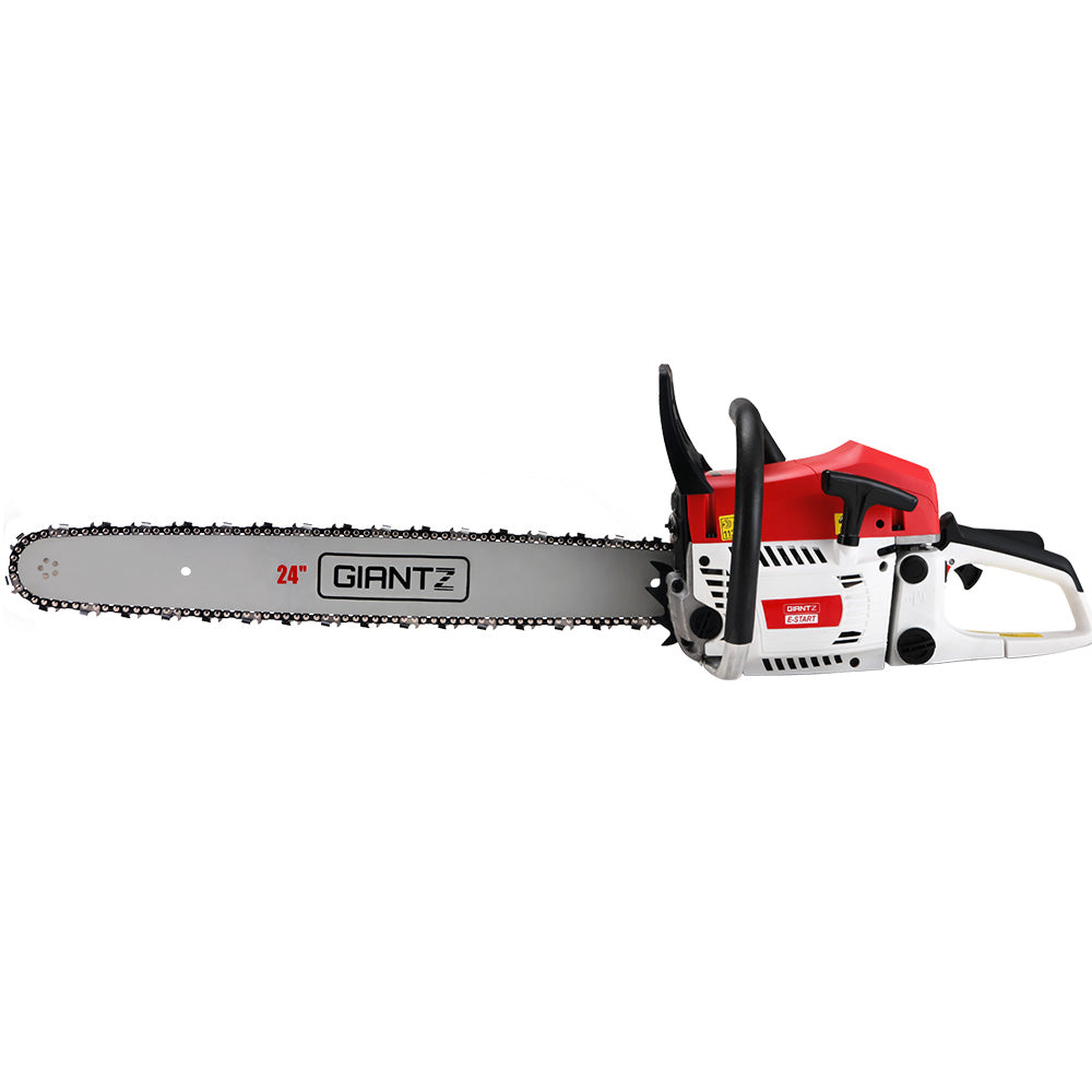 Giantz 62cc Petrol Chainsaw 24 Inch Bar Chain Saw Tree Pruner 2 Stroke E-Start