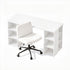 Artiss Office Desk & Chair Set 150cm Computer Desk with 6 Storage Shelves & Ergonomic Cross Legged Chair Armless Cross PU Leather Office Chair with Wheels