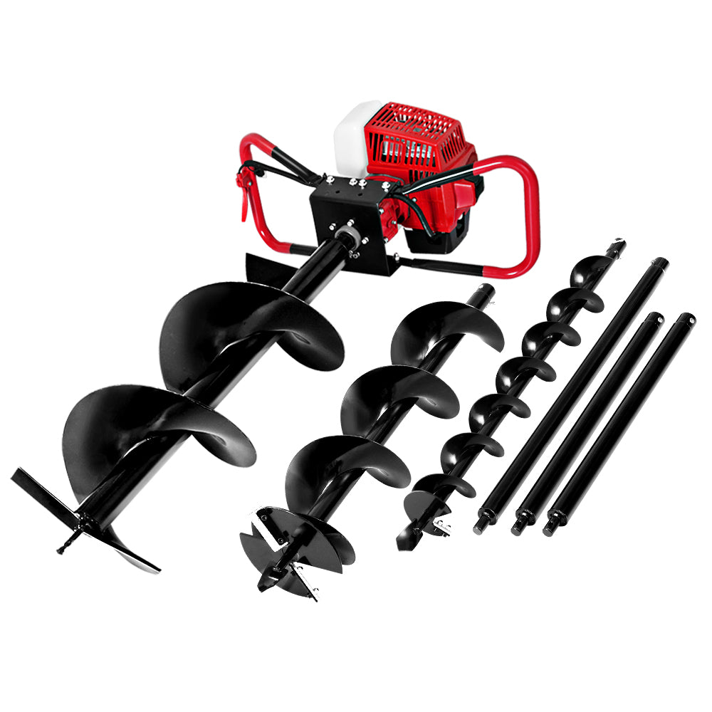 Giantz Post Hole Digger Petrol Motor Drill Extension Auger Bits Kits