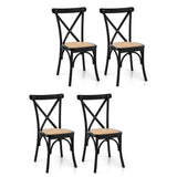 Artiss 4x Dining Chairs Rattan Wooden Kitchen Accent Chair Cafe Lounge Rubber Wood