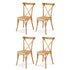 Artiss 4x Dining Chairs Rattan Wooden Kitchen Accent Chair Cafe Lounge Rubber Wood