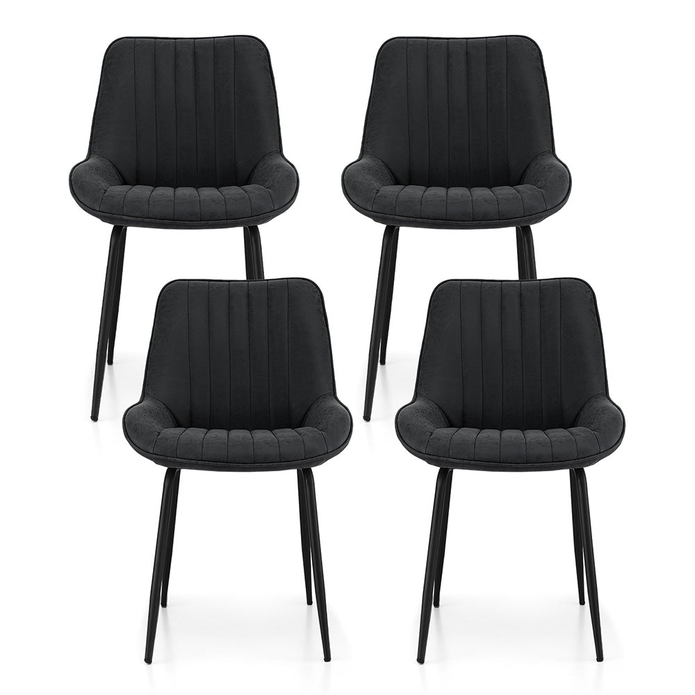 Artiss 4x Dining Chairs Retro PU Leather Kitchen Lounge Cafe Accent Chair Black